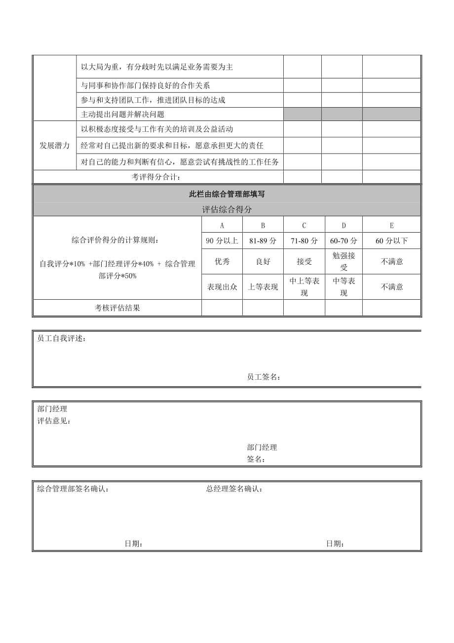 员工年终考核评估表_第2页