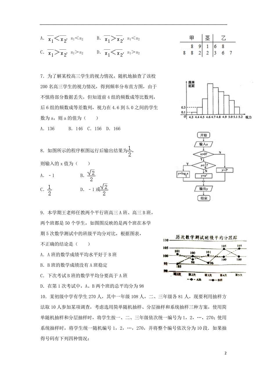 广西贵港市覃塘高级中学2020年高二数学9月月考试题_第2页