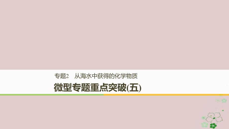 2019高中化学 专题2 从海水中获得的化学物质 微型专题重点突破（五）课件 苏教版必修1教学资料_第1页