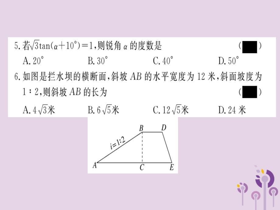 九年级数学下册第1章直角三角形的边角关系检测卷习题讲评课件新版北师大版_20200228075_第5页