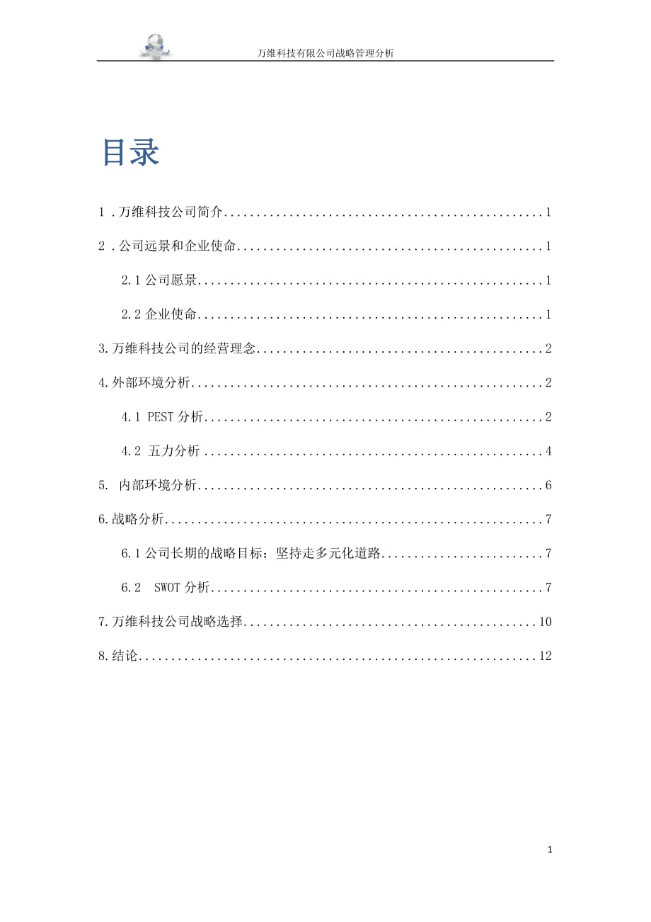 战略管理分析——万维科技有限公司_第2页