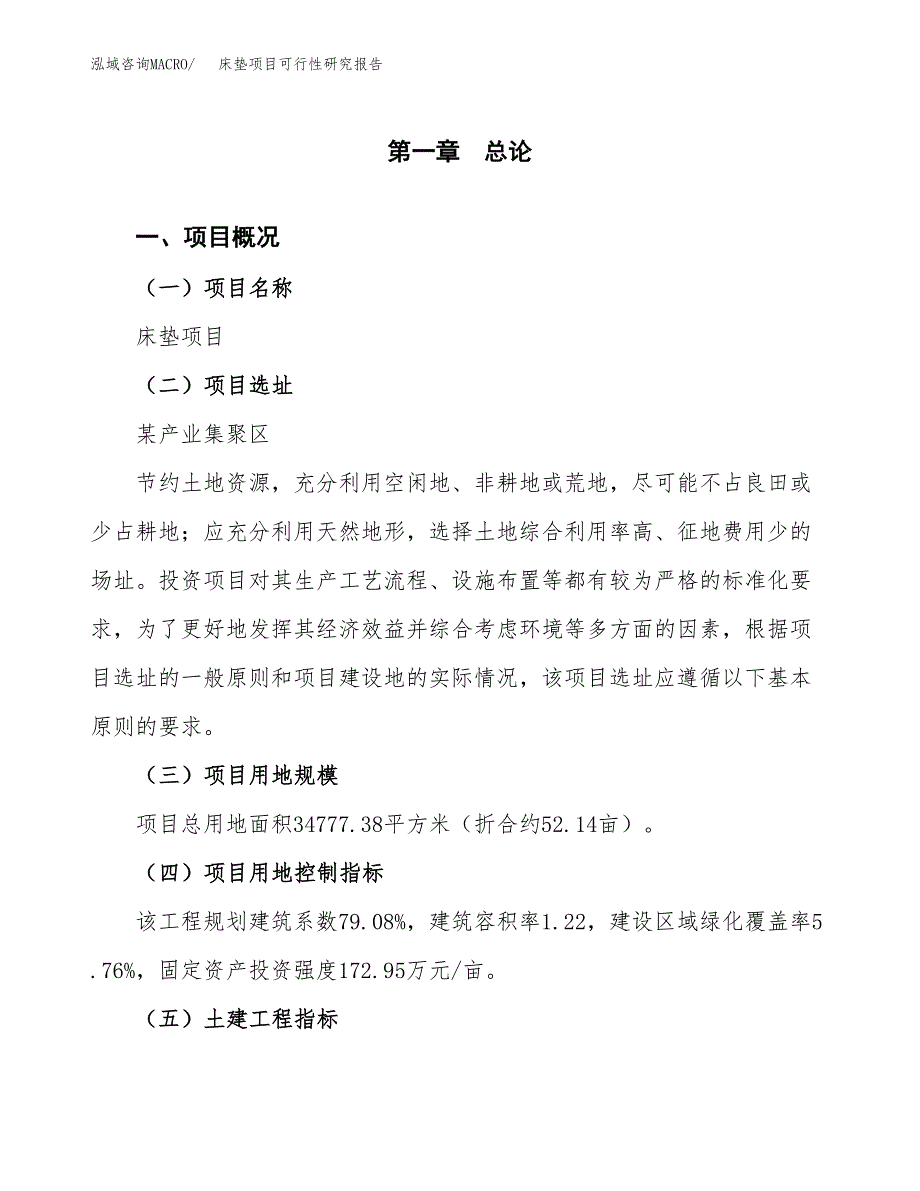 床垫项目可行性研究报告(立项及备案申请).docx_第1页