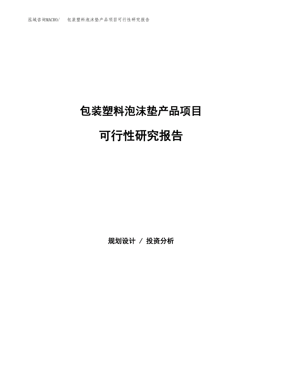 包装塑料泡沫垫产品项目可行性研究报告模板及范文.docx_第1页