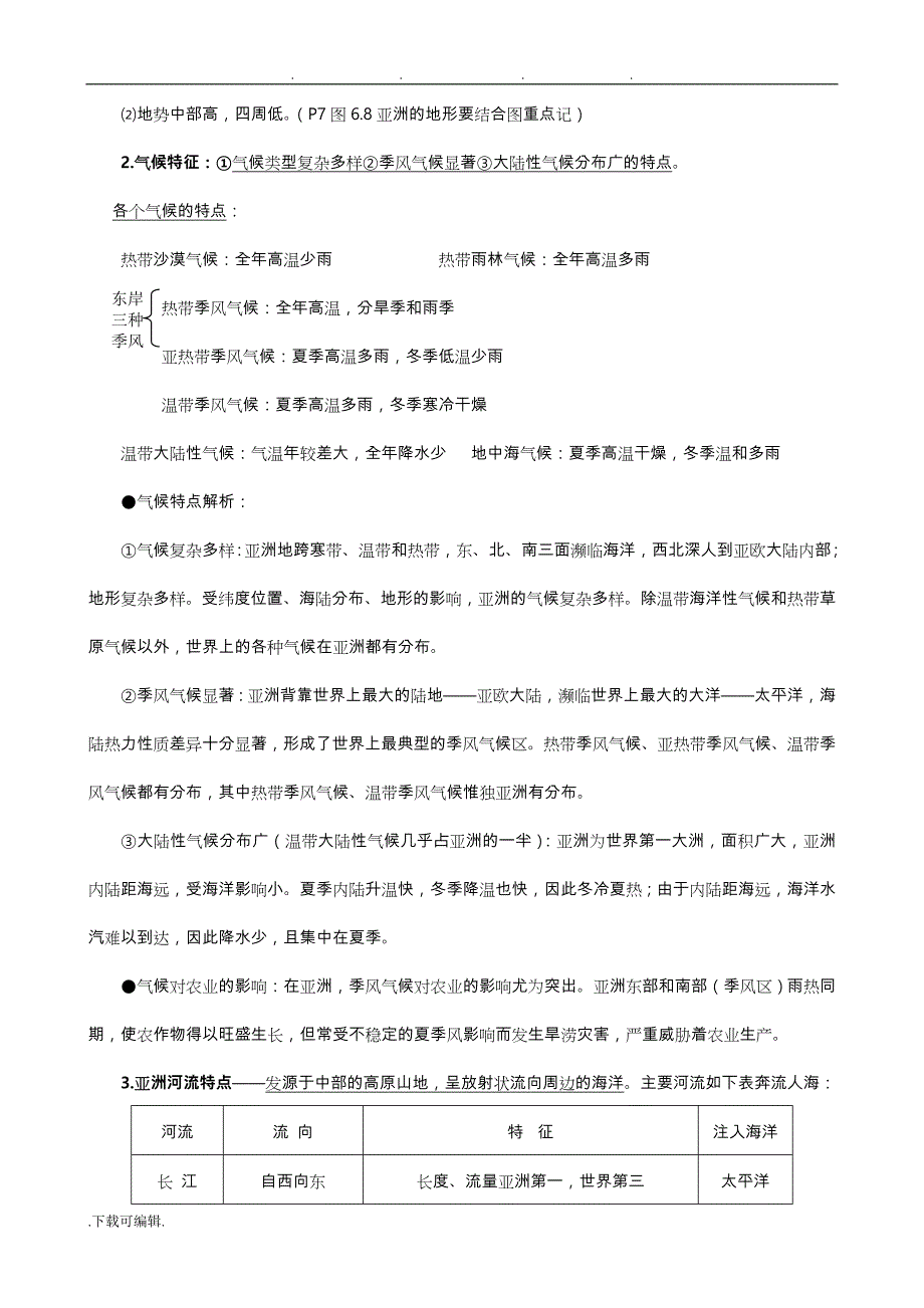 新人教版七年级地理（下册）知识点归纳(最全全新精版版)_第2页