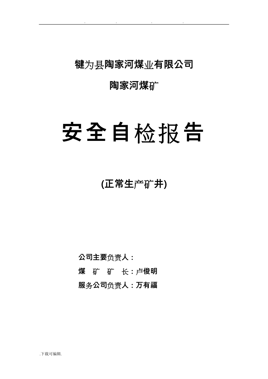 最新陶家河煤矿安全自检自改报告(共计95条问题)_第1页