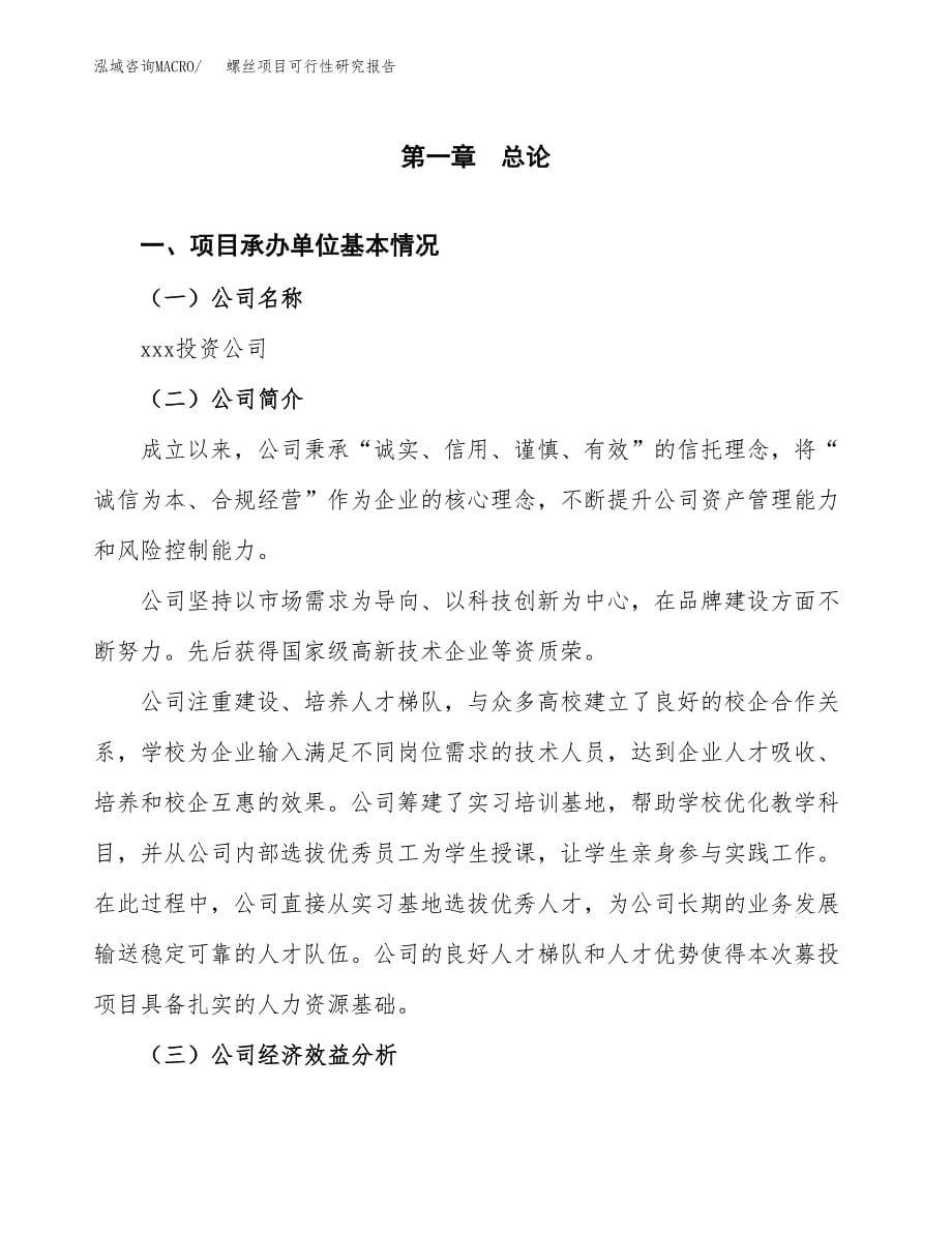 螺丝项目可行性研究报告模板及范文.docx_第5页