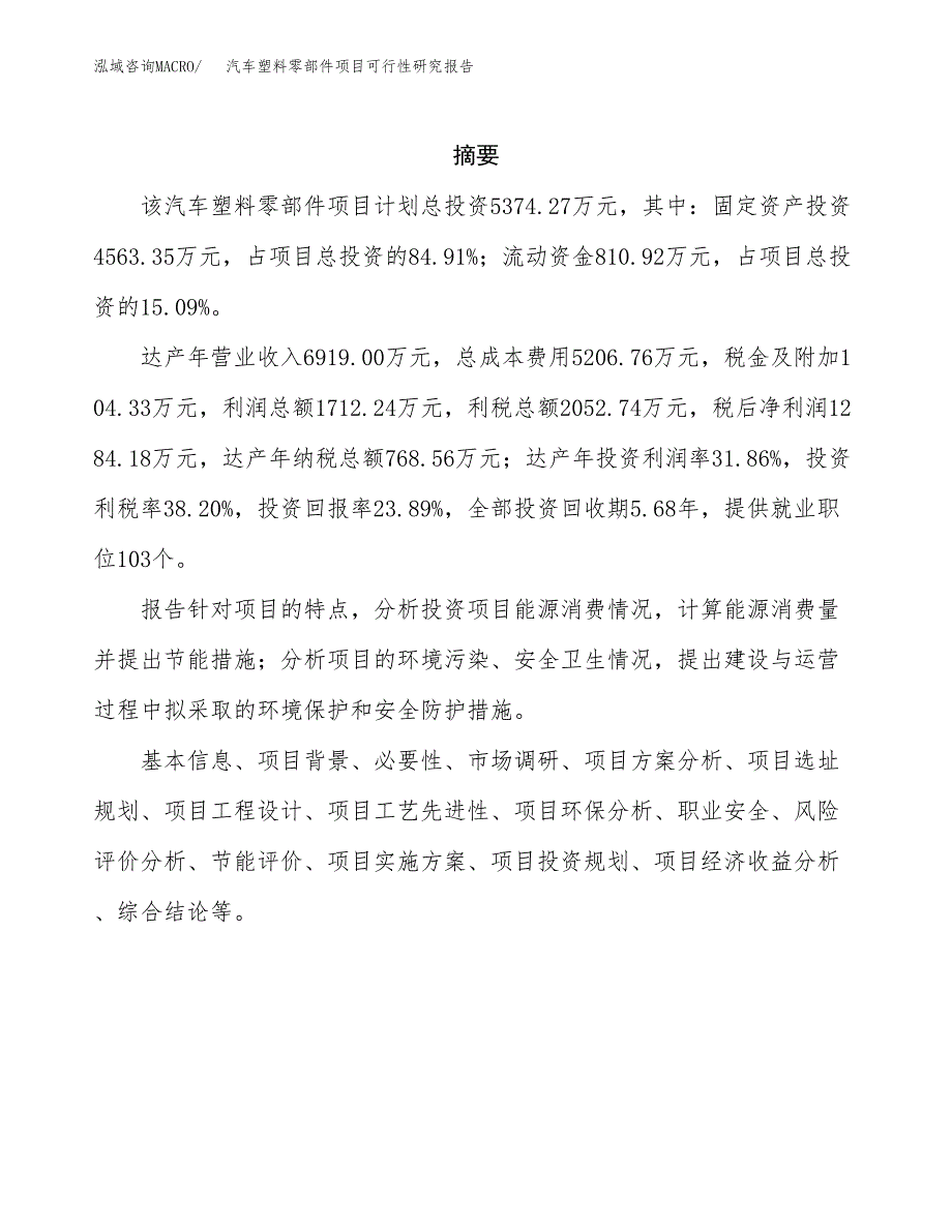 汽车塑料零部件项目可行性研究报告模板及范文.docx_第2页