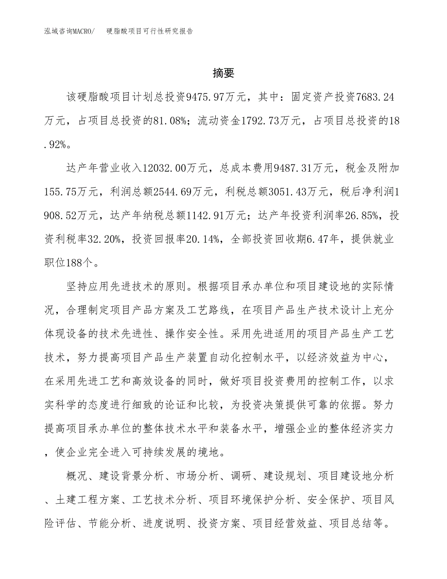 硬脂酸项目可行性研究报告模板及范文.docx_第2页