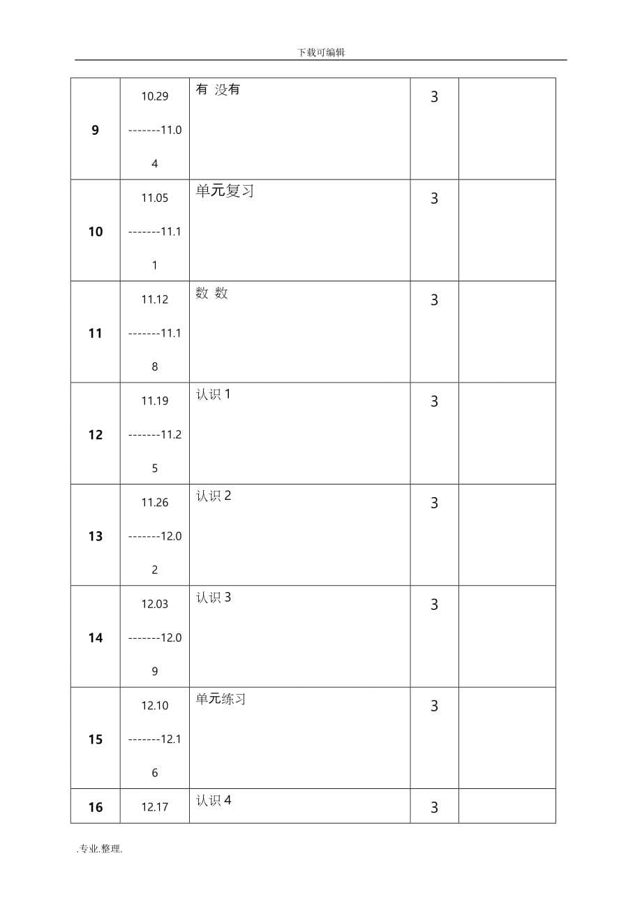 培智学校生活数学教（学）案(一年级上)_第5页