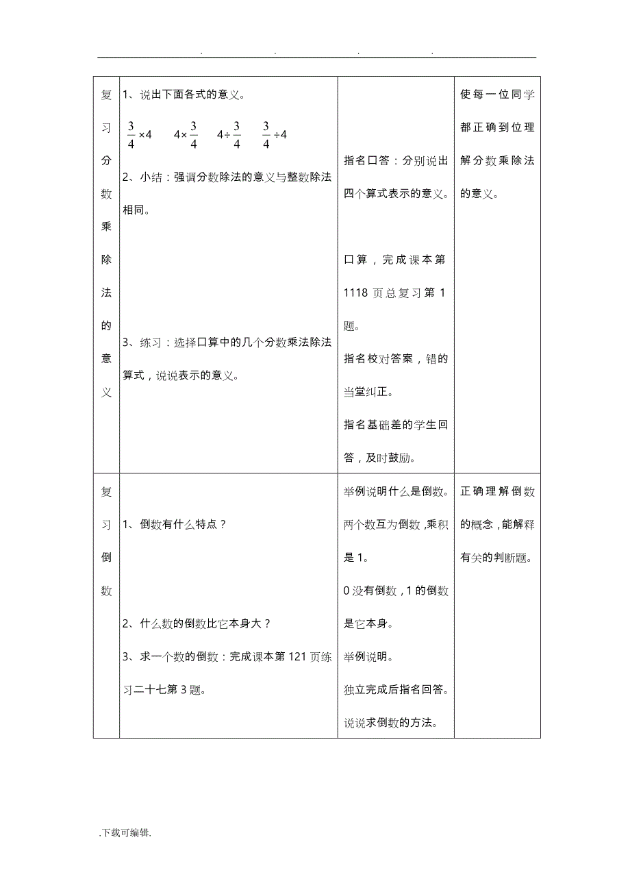 人教版小学数学六年级（上册）_第八单元总复习教（学）案_第2页