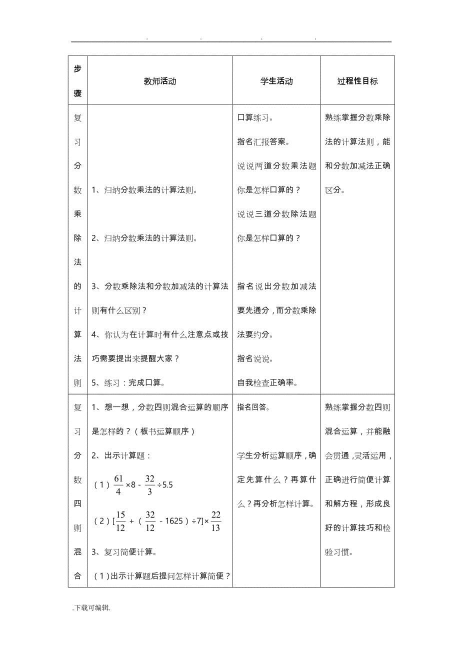 人教版小学数学六年级（上册）_第八单元总复习教（学）案_第5页