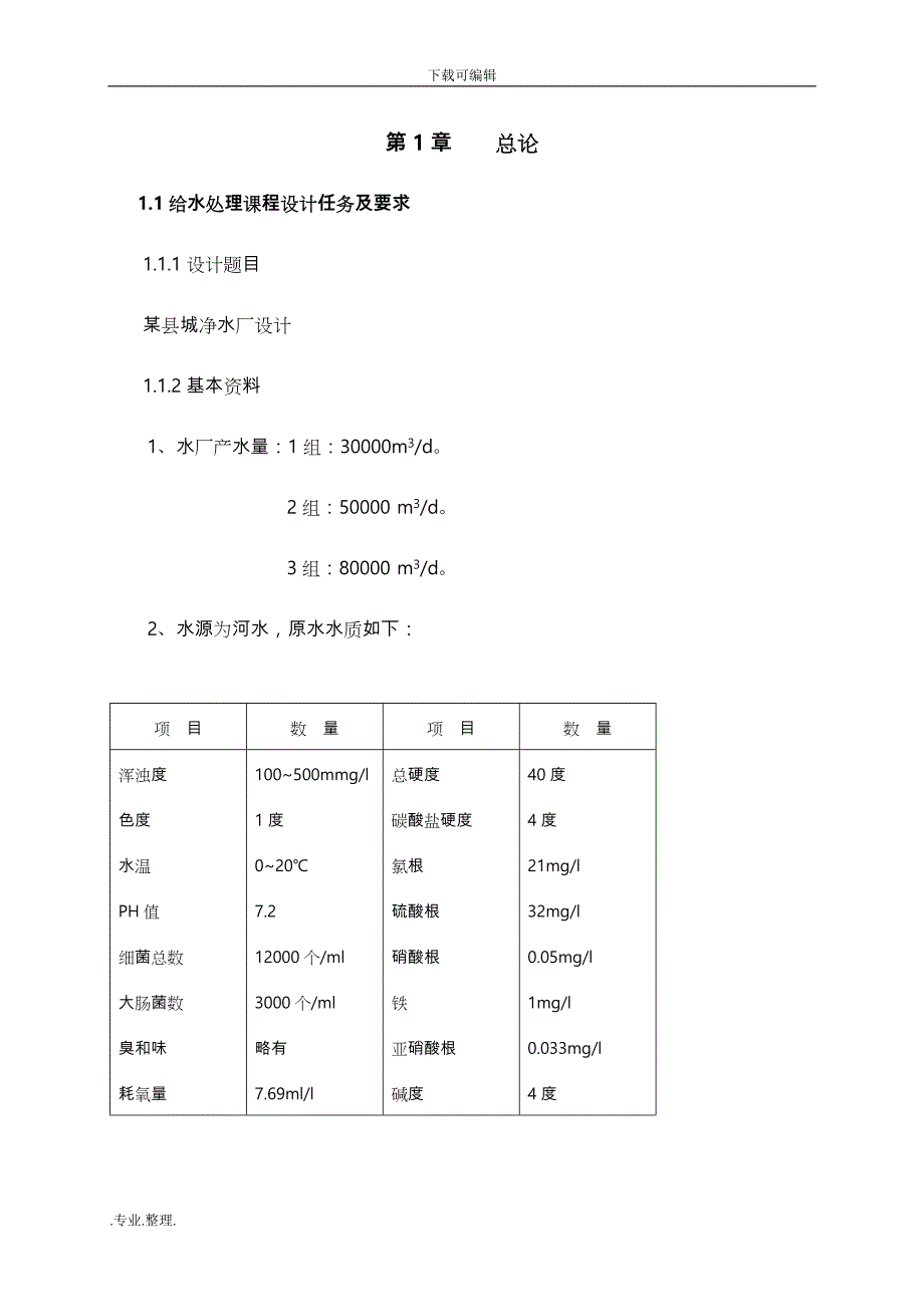 水质工程学1课程设计任务、指导书_第2页