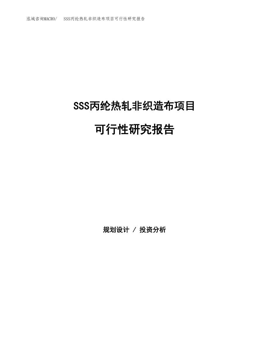 SSS丙纶热轧非织造布项目可行性研究报告模板及范文.docx_第1页