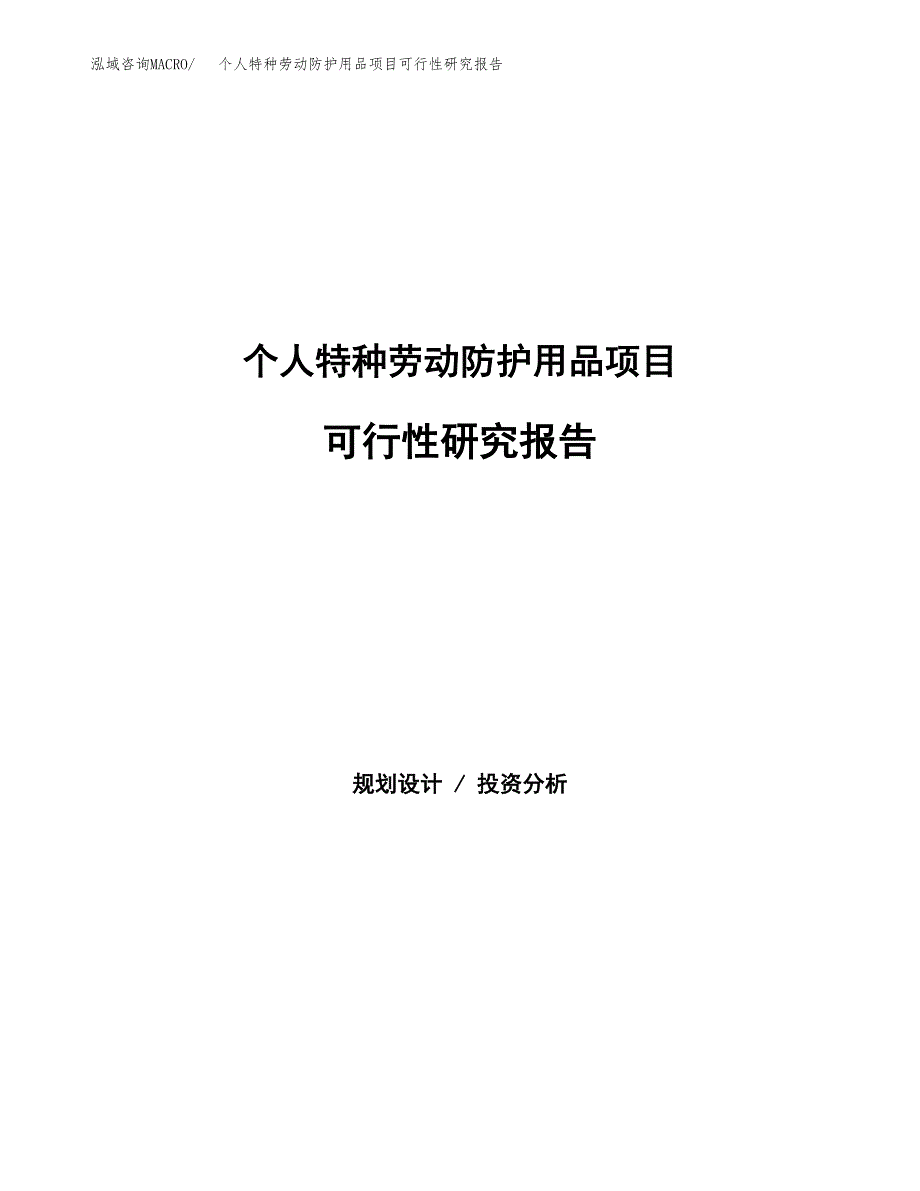 个人特种劳动防护用品项目可行性研究报告模板及范文.docx_第1页