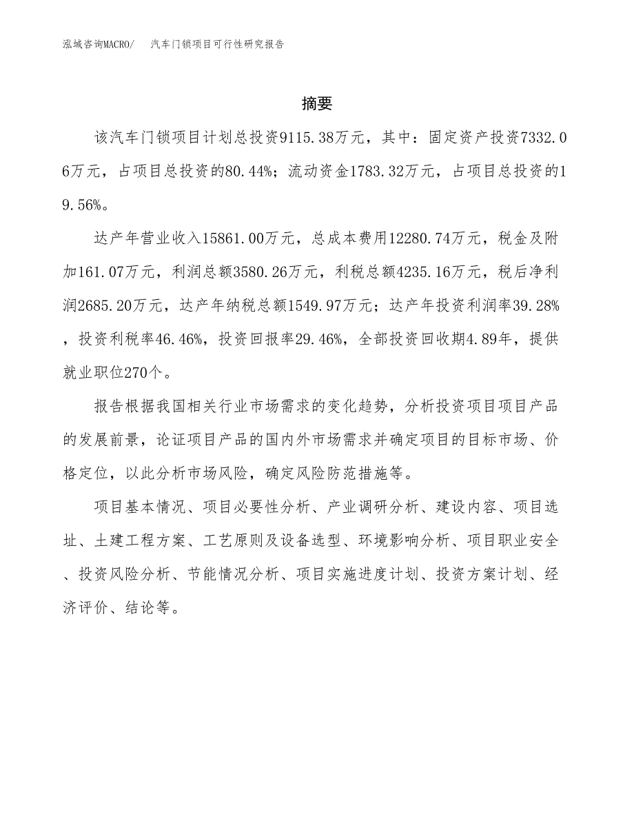 汽车门锁项目可行性研究报告模板及范文.docx_第2页