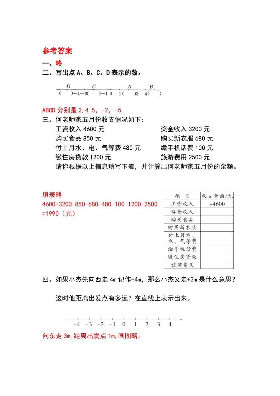 人教版六年级数学下册课堂作业设计第1单元 负数第2课时在直线上表示数_第2页