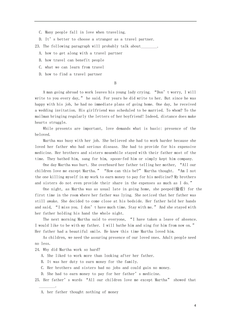 河北省保定市唐县第一中学2019_2020学年高一英语上学期期中试题_第4页