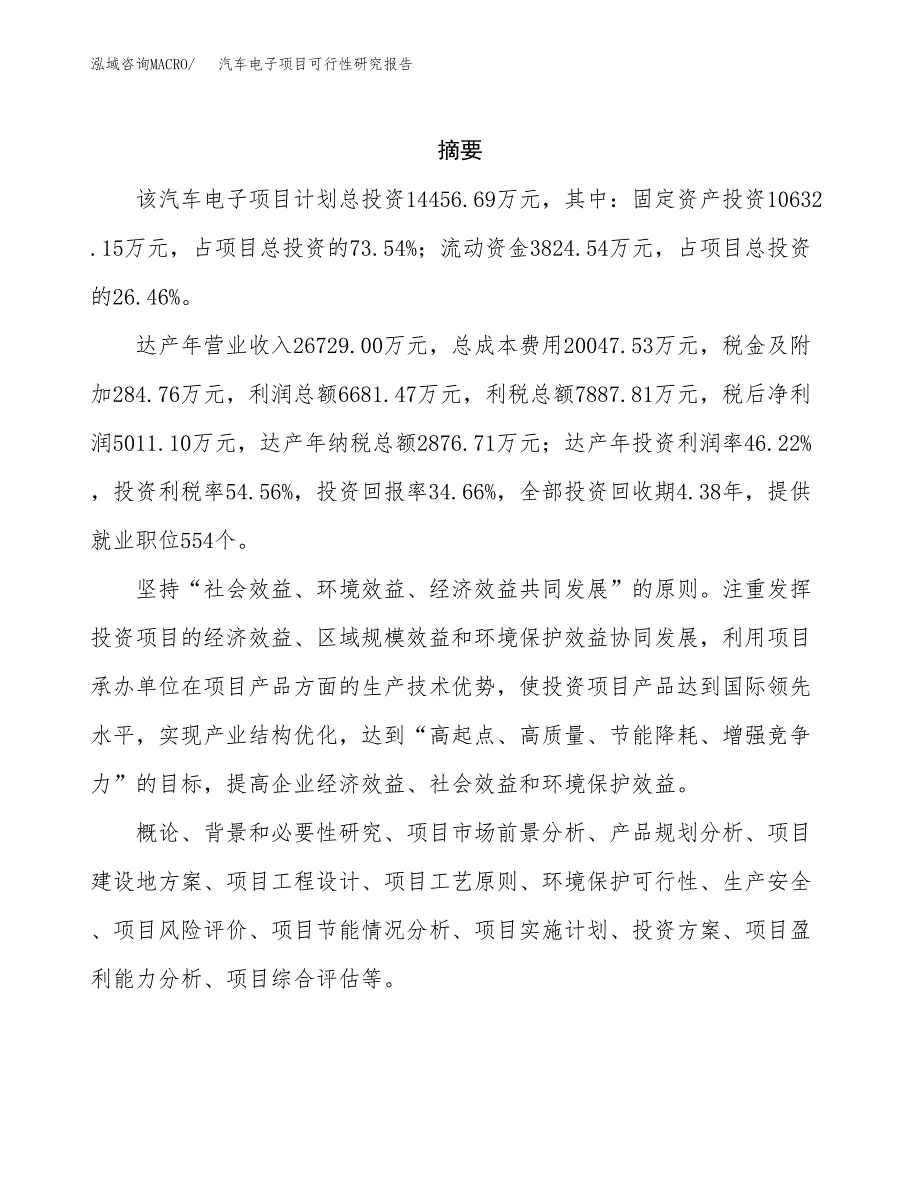 汽车电子项目可行性研究报告模板及范文.docx_第2页