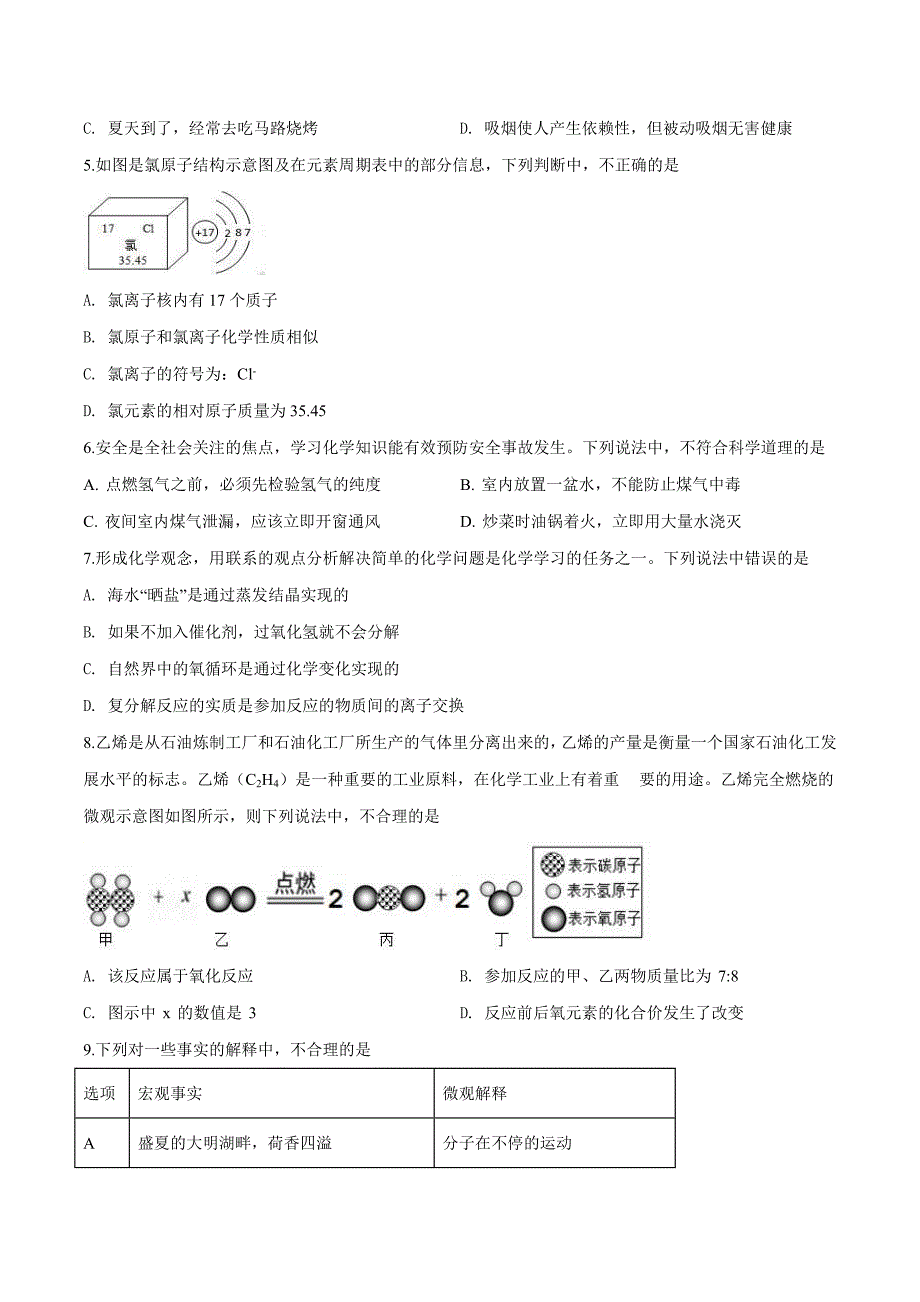 精品解析：【区级联考】山东省济南市高新区2018届九年级下学期中考一模化学试题（原卷版） (2).docx_第2页