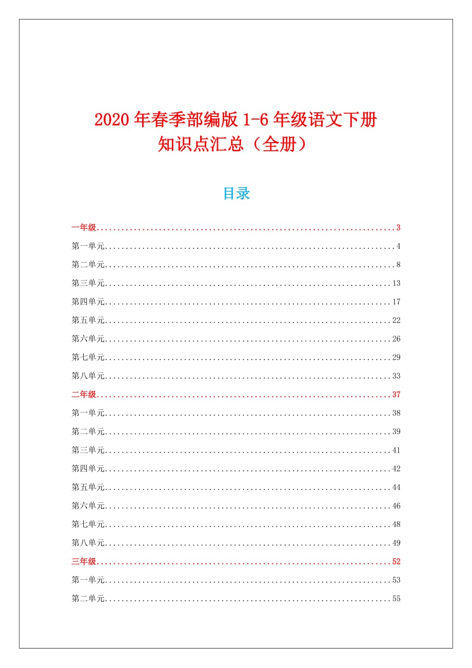 部编版小学语文1-6年级下册知识点大汇总（完整版_第1页