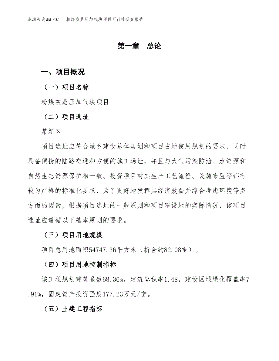 粉煤灰蒸压加气块项目可行性研究报告(立项及备案申请).docx_第1页