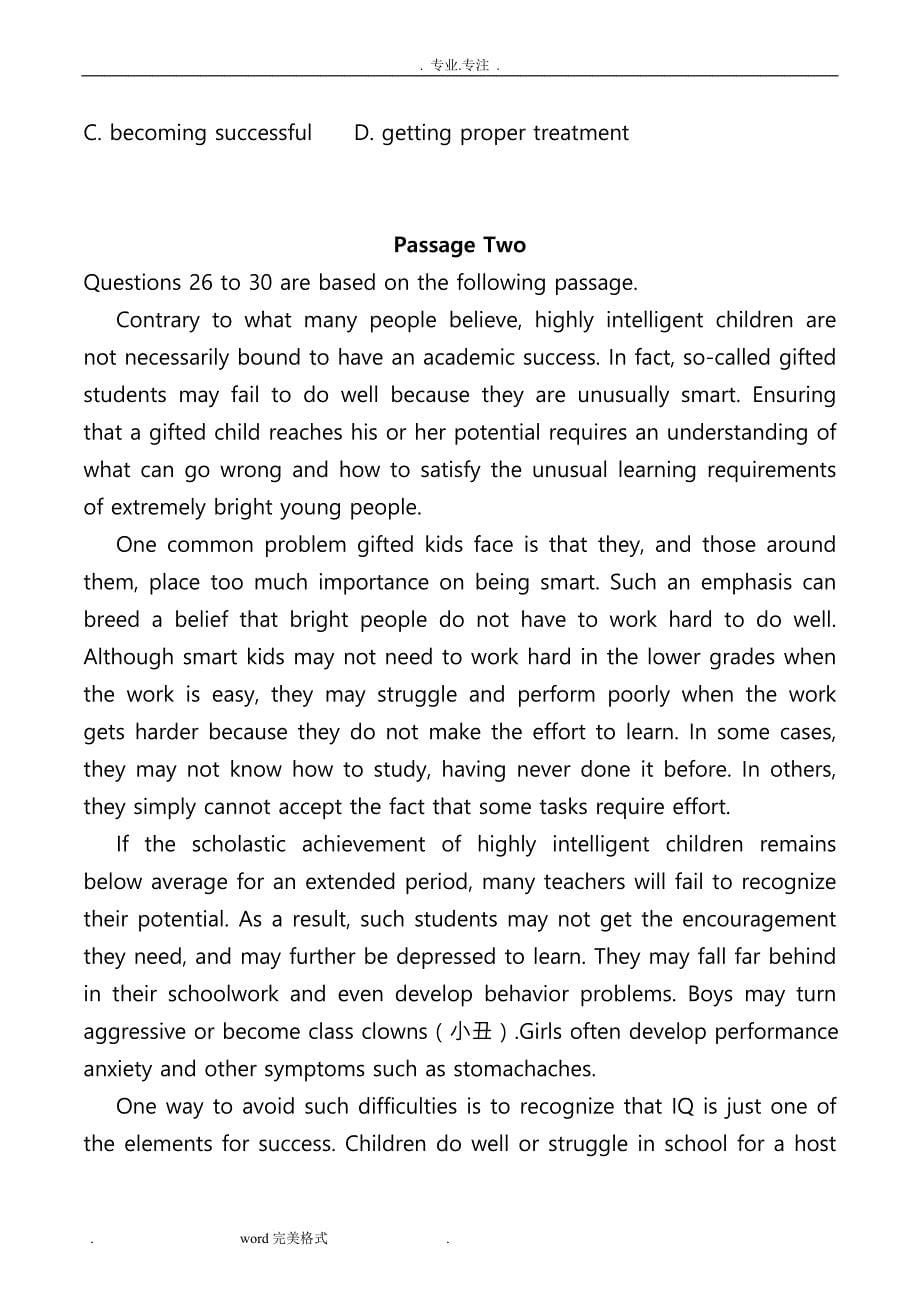 英语二自学考试历年真题与答案(2011_2014)_第5页