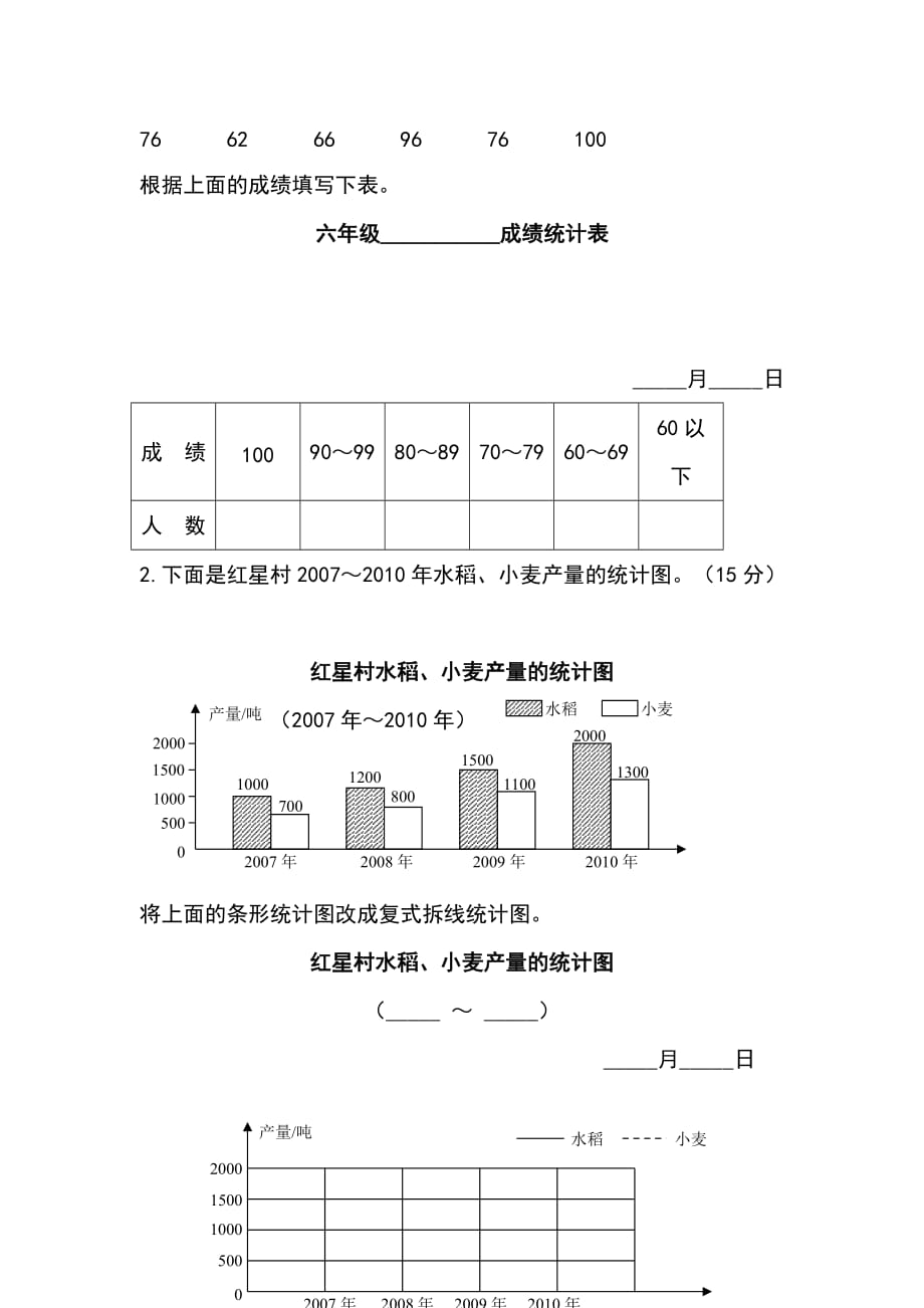 苏教版六年级数学下册课堂作业设计第七单元总复习统计与可能性_第4页