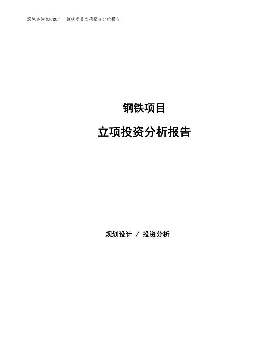 钢铁项目立项投资分析报告_第1页