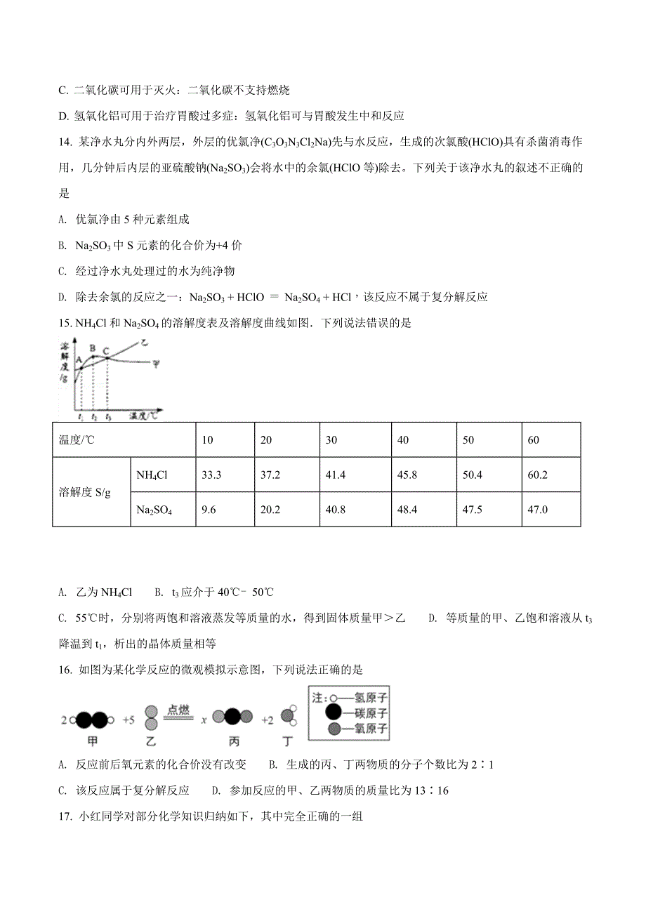 精品解析：江苏省苏州市2018届九年级第二次模拟测试化学试卷(2)（原卷版）.docx_第3页