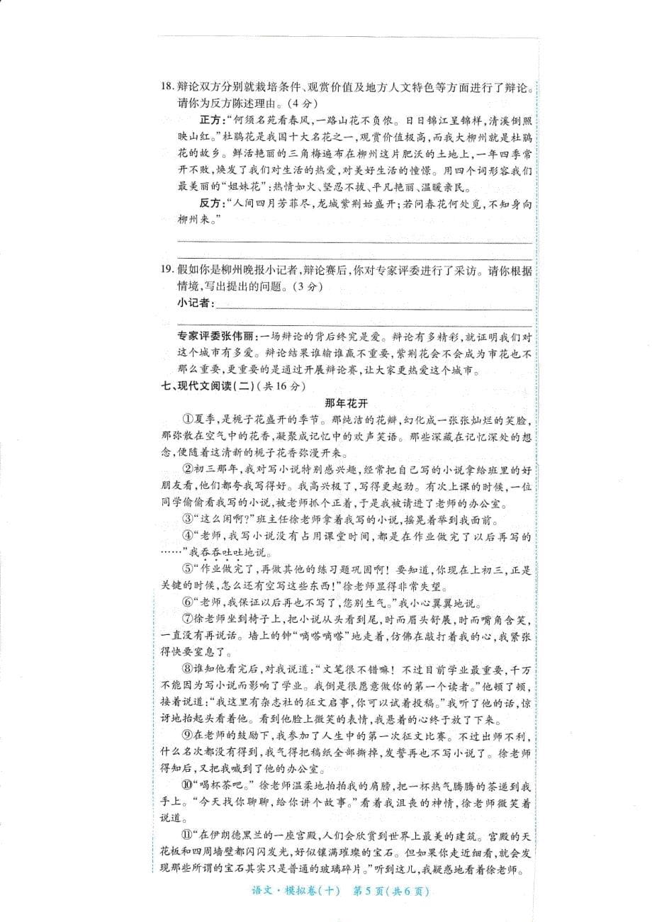 2019年广西初中学业水平考试语文模拟卷（十）.pdf_第5页