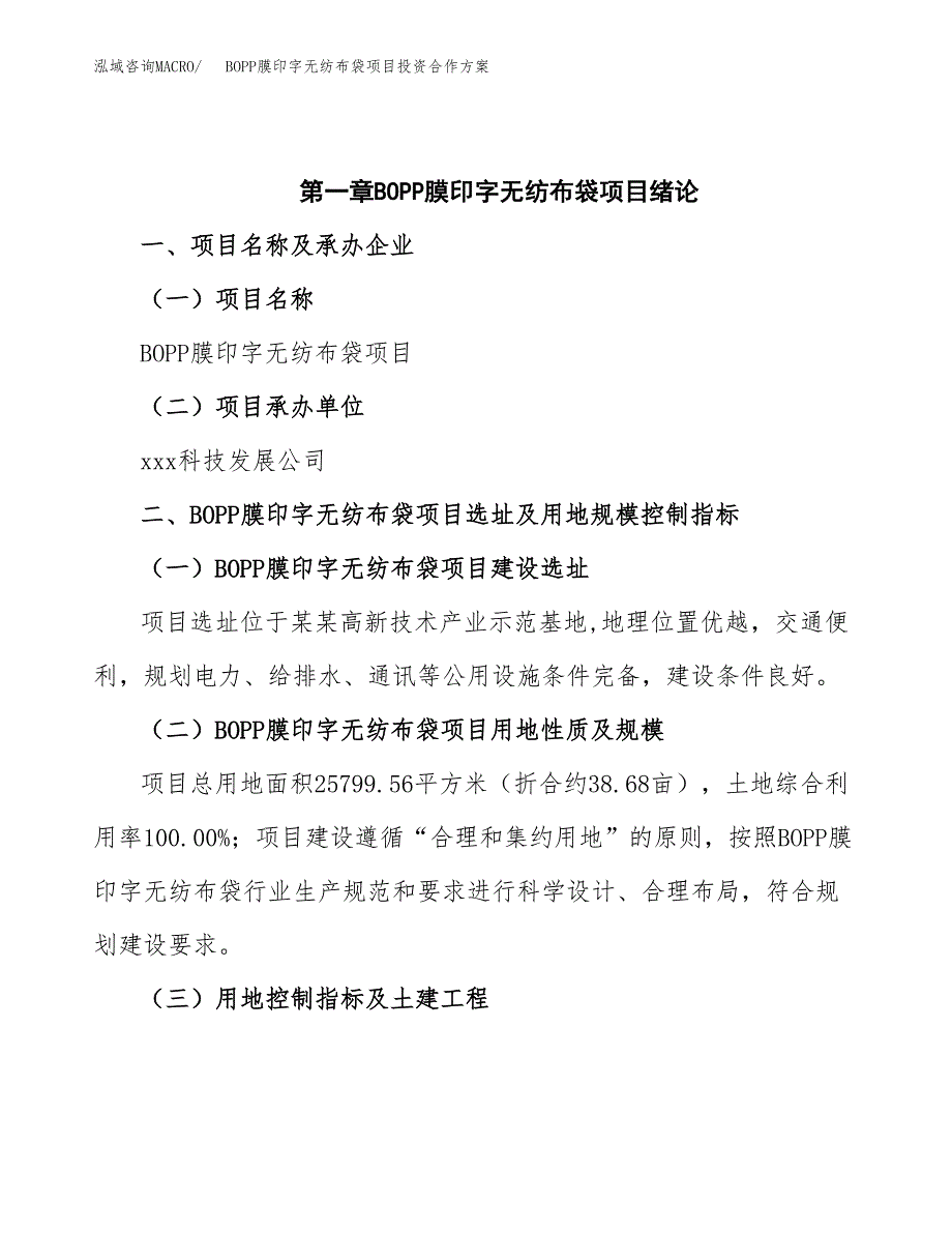 BOPP膜印字无纺布袋项目投资合作方案(模板及范文).docx_第4页