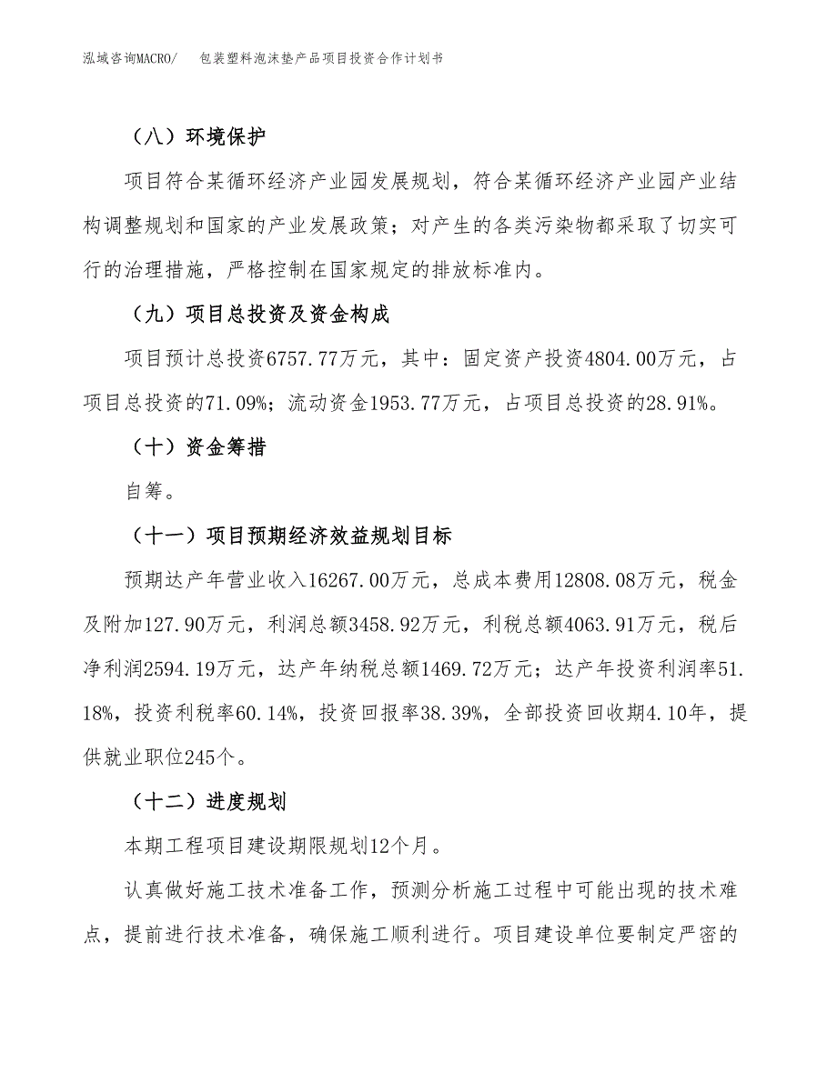 包装塑料泡沫垫产品项目投资合作计划书模板.docx_第4页