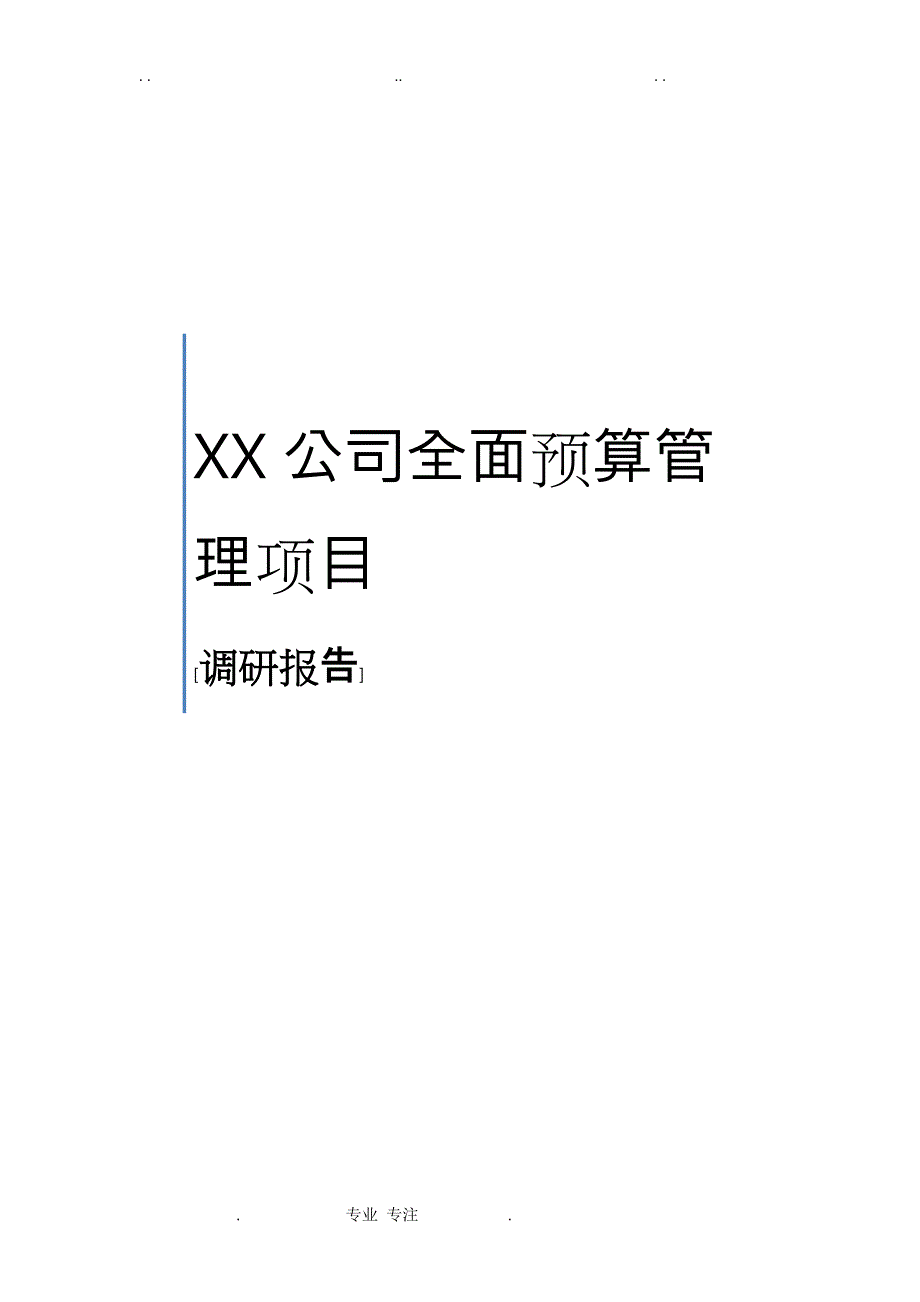 XX公司预算编制调研报告书_第1页