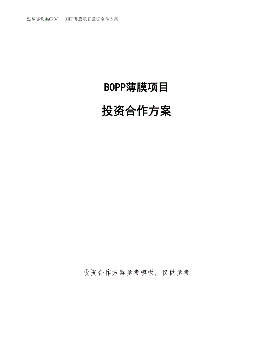 BOPP薄膜项目投资合作方案(模板及范文).docx_第1页