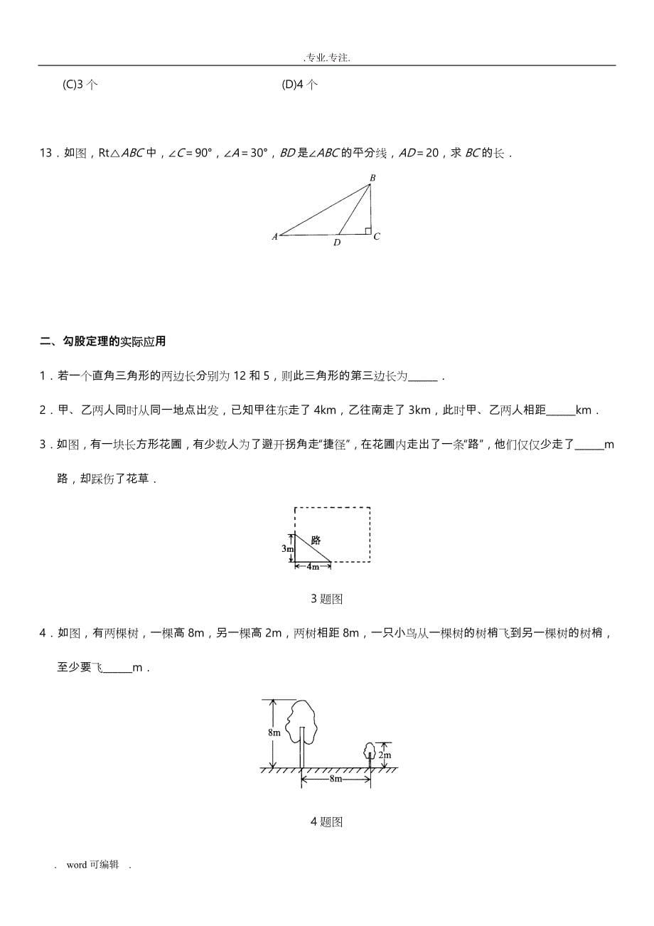 勾股定理基础练习试题_第5页