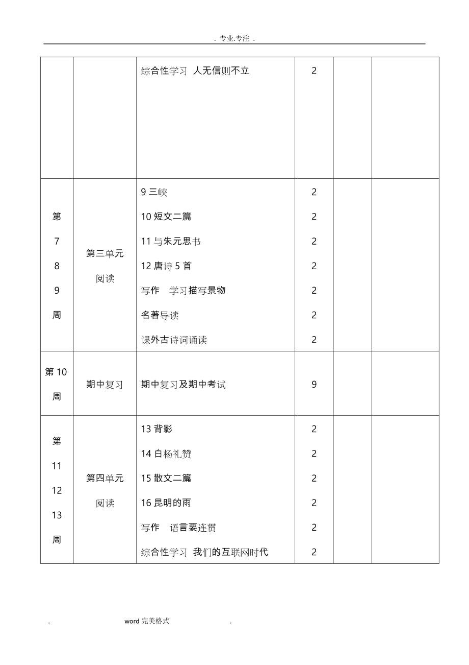 部编人教版语文八年级（上册）（全册）教（学）案_2(168页)(含教学进度表与单元写作)_第3页