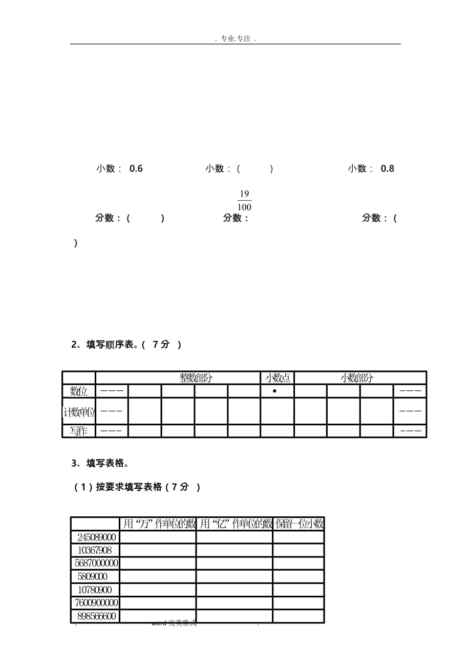 苏版五年级（上册）数学第三单元测试卷_第3页