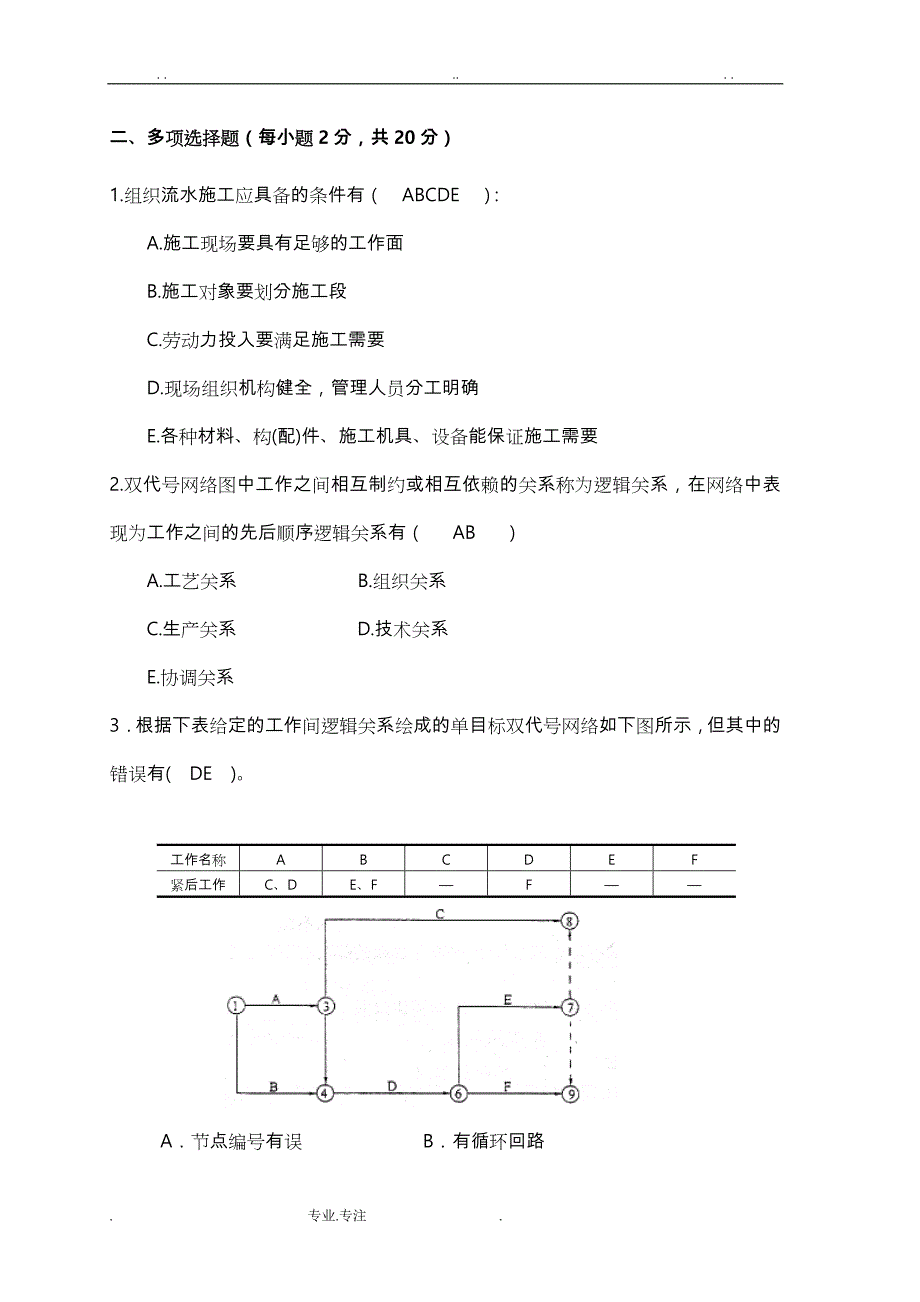 建筑工程项目管理形成性考核3_第4页