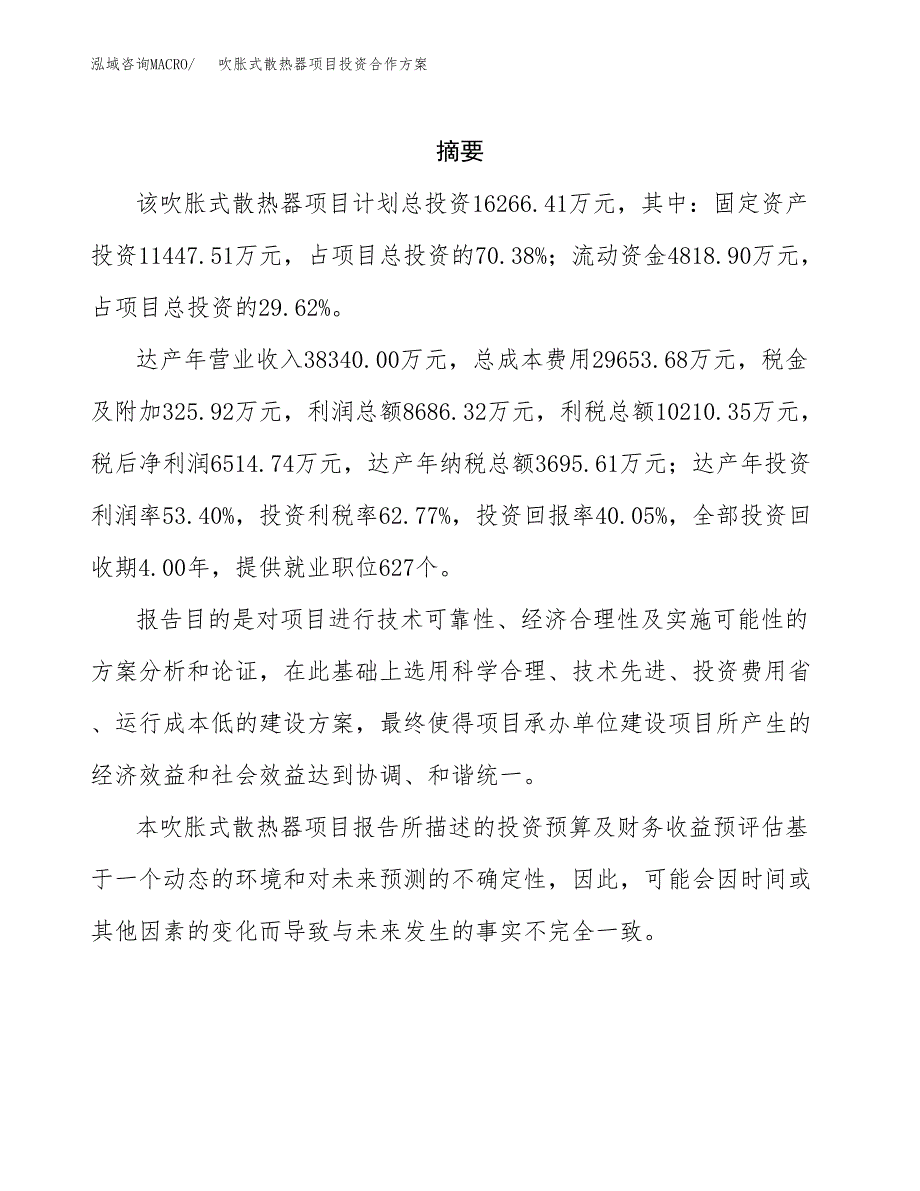 吹胀式散热器项目投资合作方案(模板及范文).docx_第2页