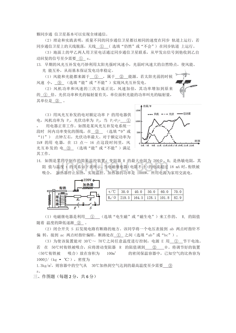 2018 年乌鲁木齐市初中物理毕业生学业水平测试及答案_第3页