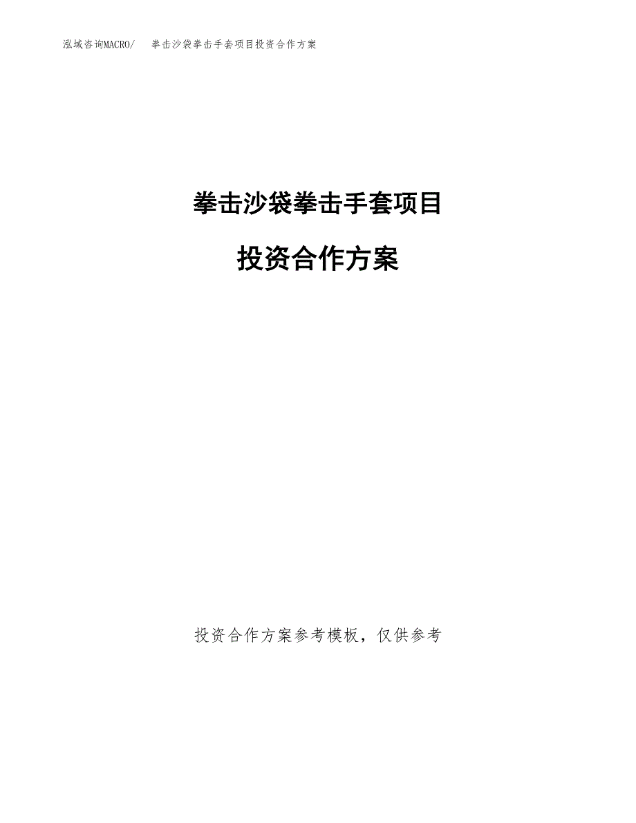 拳击沙袋拳击手套项目投资合作方案(模板及范文).docx_第1页