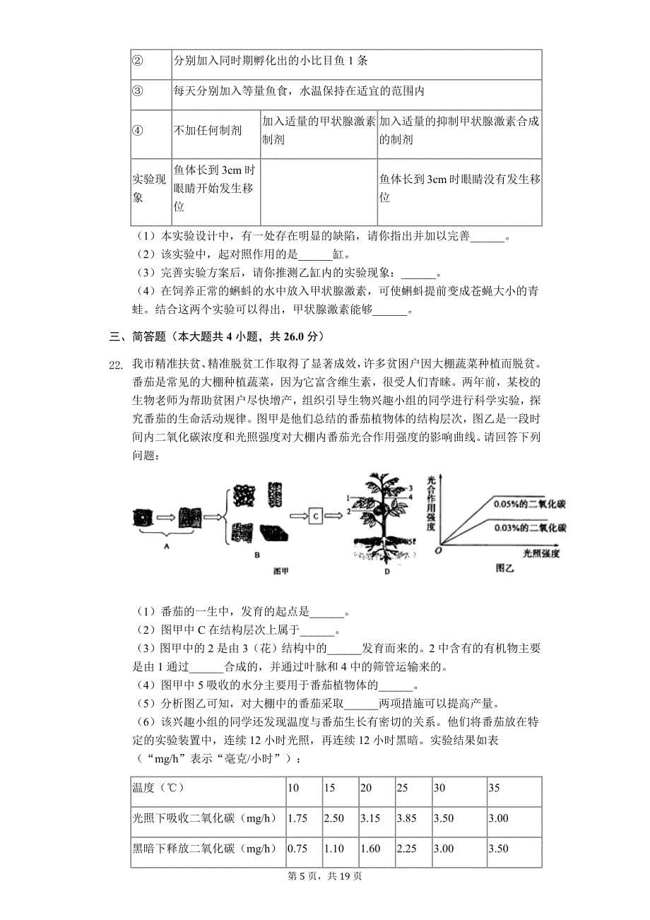 2019年山东省菏泽市中考生物试卷（Word解析版）_第5页