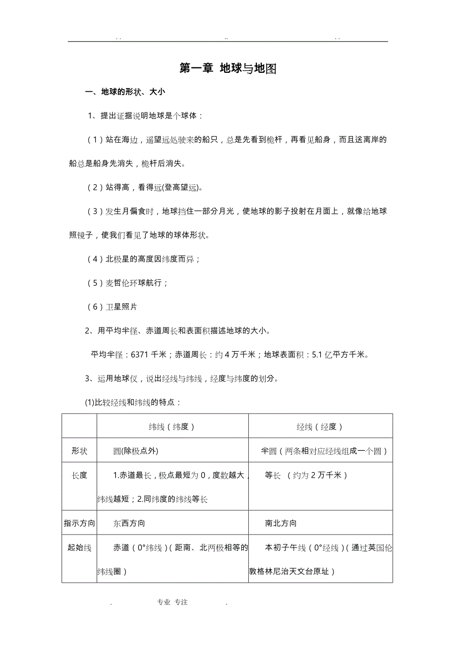 人教版初一地理（上册）知识点汇总_第1页