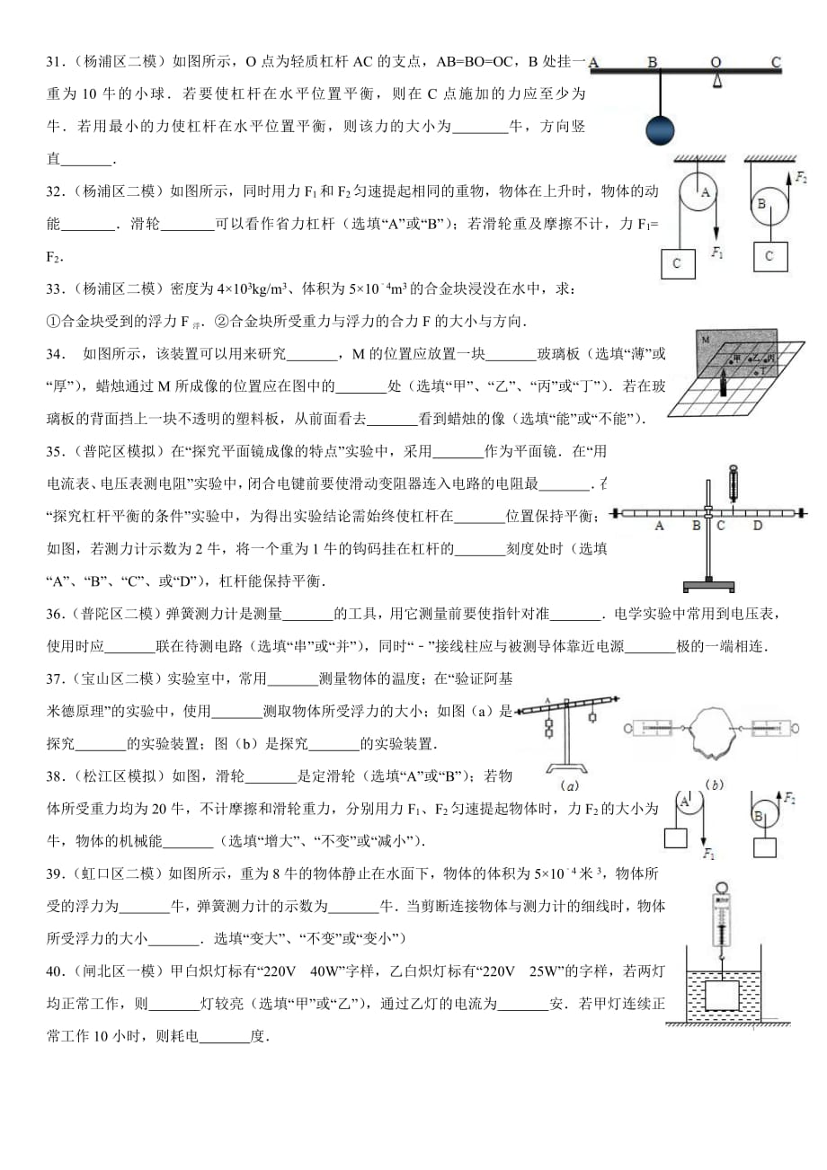 2019年上海中考物理基础过关训练二.pdf_第4页