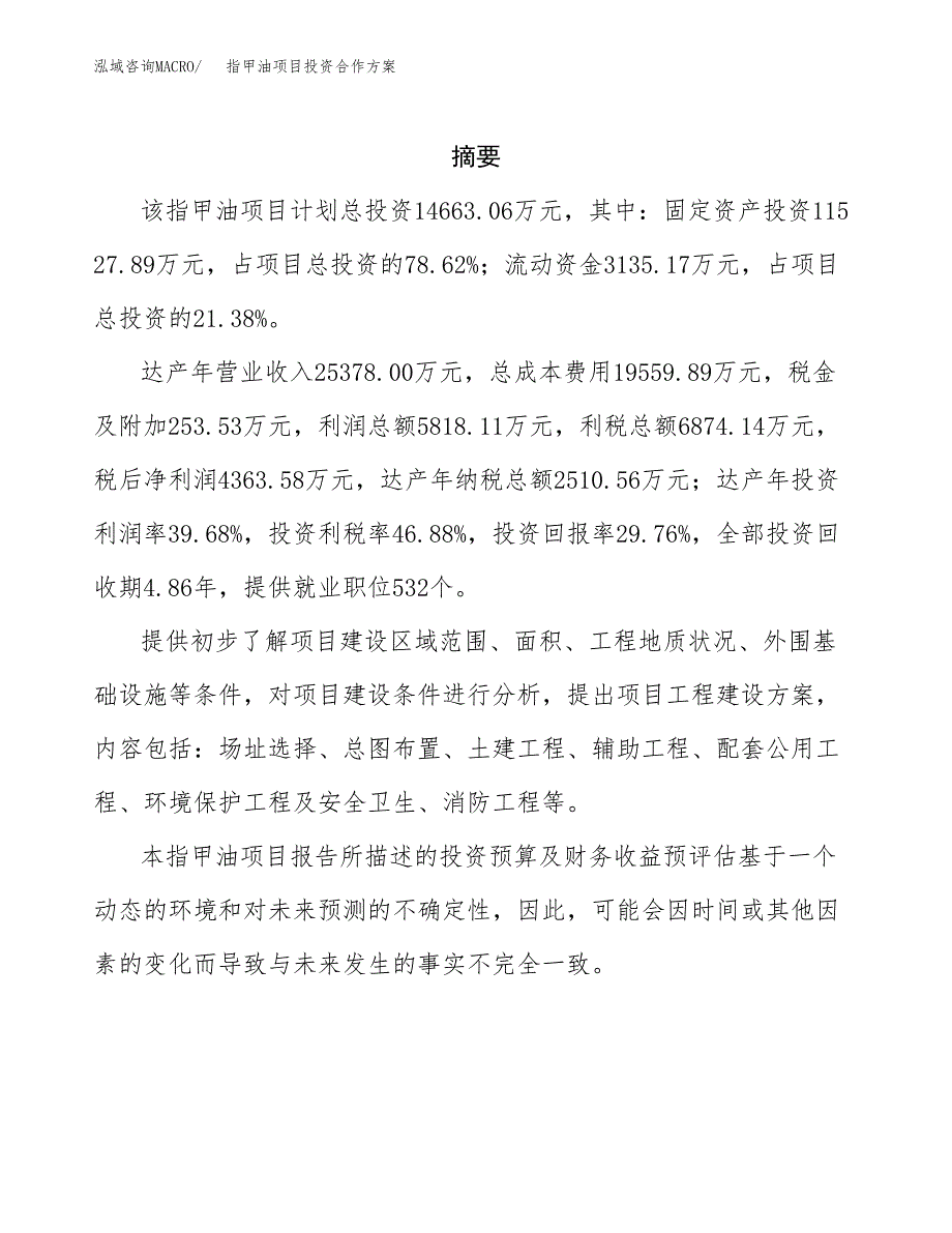 指甲油项目投资合作方案(模板及范文).docx_第2页