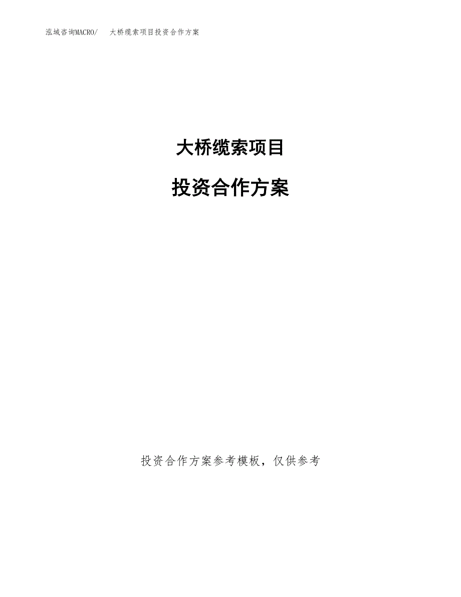 大桥缆索项目投资合作方案(模板及范文).docx_第1页