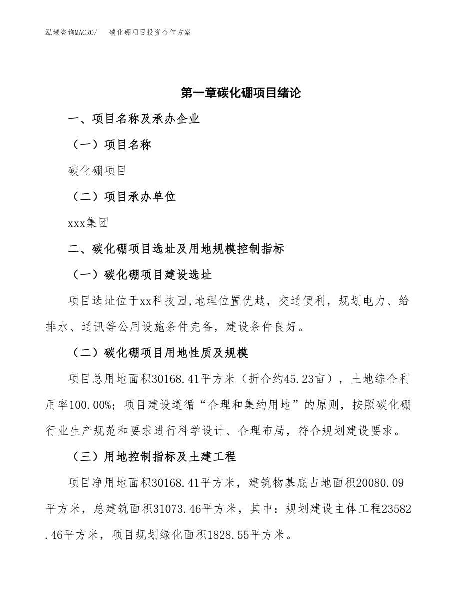 碳化硼项目投资合作方案(模板及范文).docx_第5页