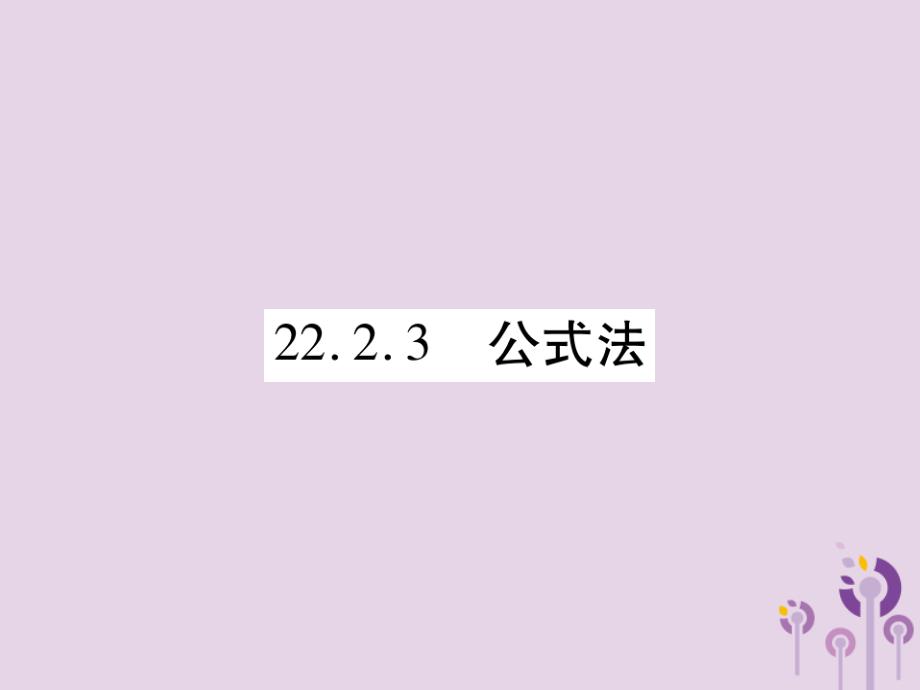 九年级数学上册第22章一元二次方程22.2一元二次方程的解法22.2.3公式法习题课件新版华东师大版20190118235_第1页