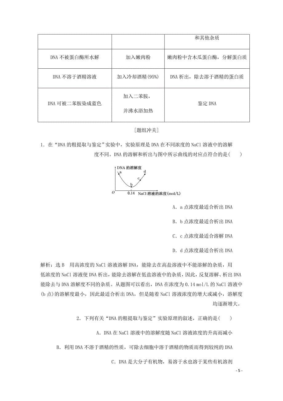 高中生物专题5课题1DNA的粗提取与鉴定教学案含解析新人教选修1.doc_第5页