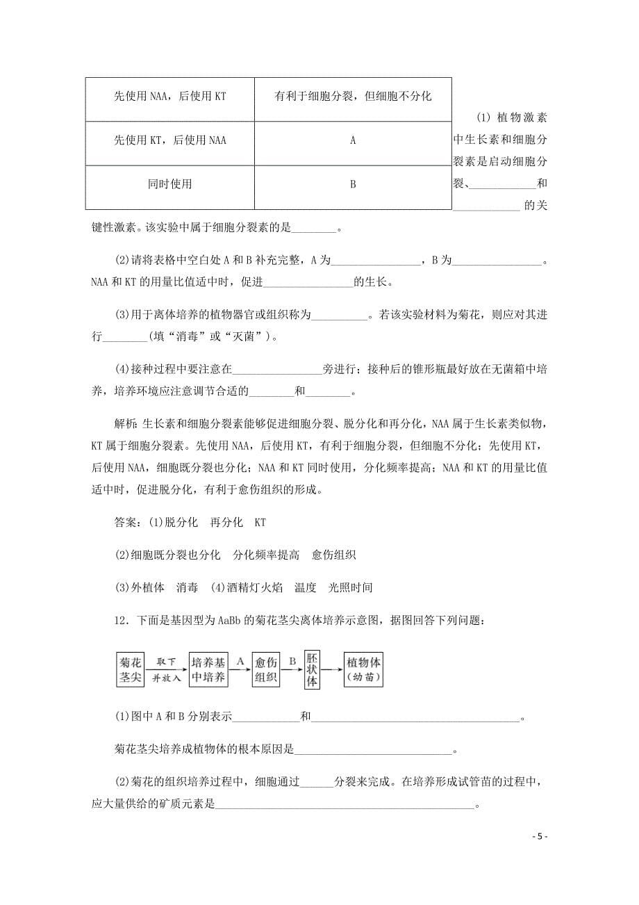 高中生物课时跟踪检测七菊花的组织培养含解析新人教选修1.doc_第5页